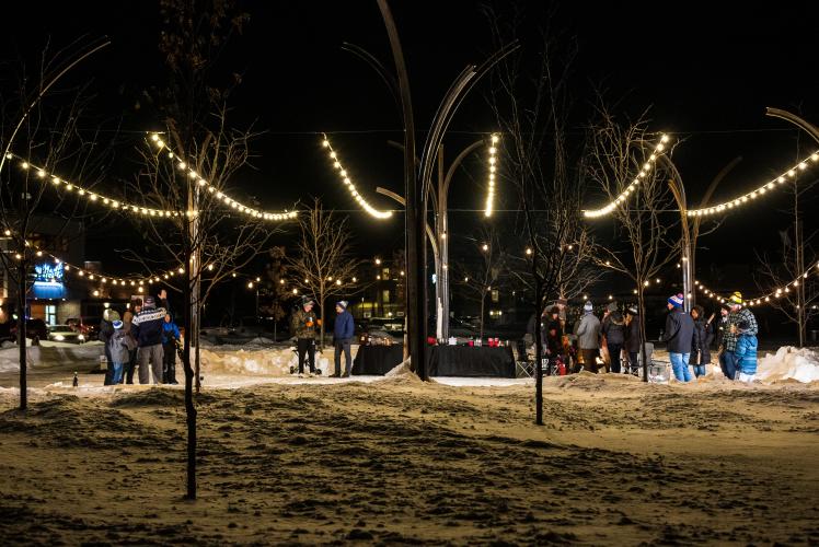 Winter Kubb in River Prairie Park in Altoona, Wisconsin