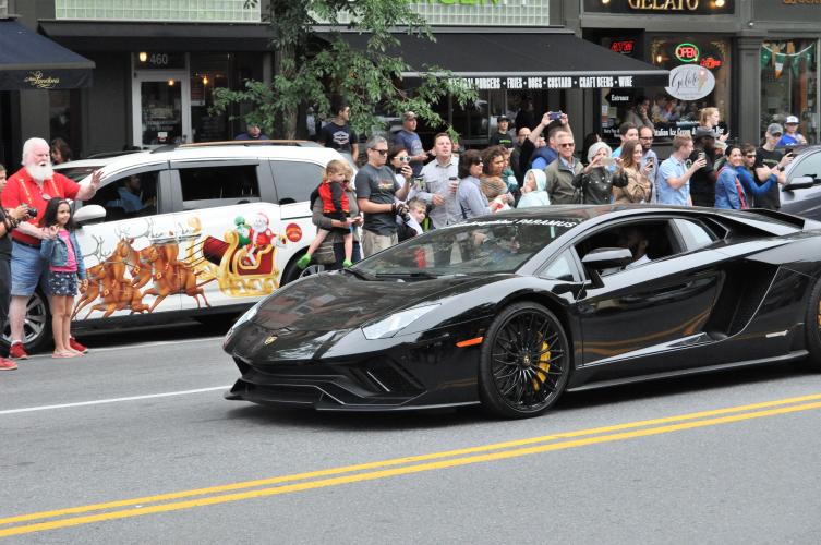 Darryl in Lamborghini at start of parade