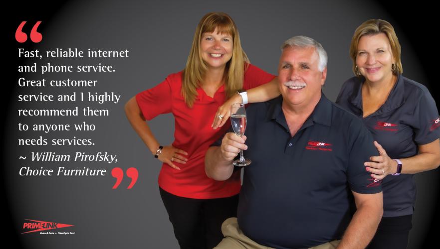 Prime Link recommendation quote with 3 employees posing
