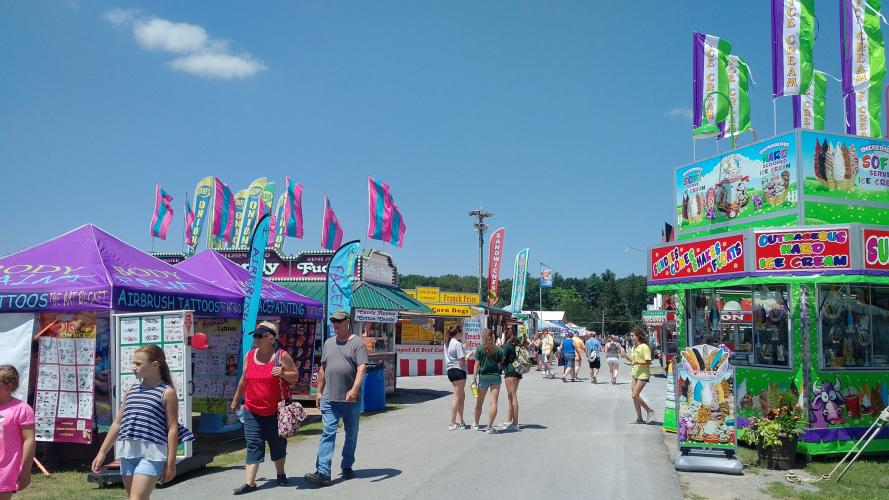 Saratoga Co. Fair photo of vendors along the midway