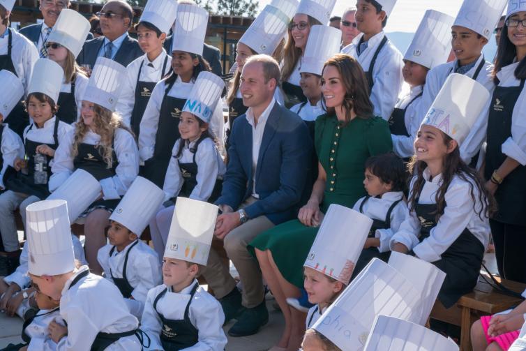 The Duke and Duchess of Cambridge Group Photo with Young Chefs