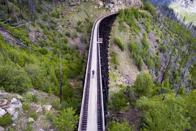 Aerial Myra Canyon Trestles