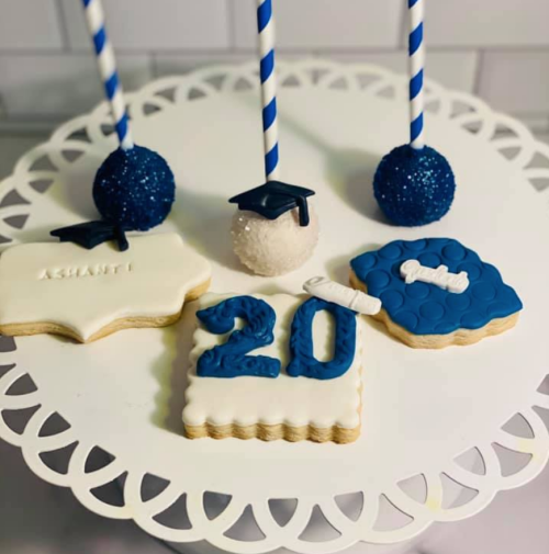 A tray of graduation goodies from Treats by Tressa celebrates the class of 2020.