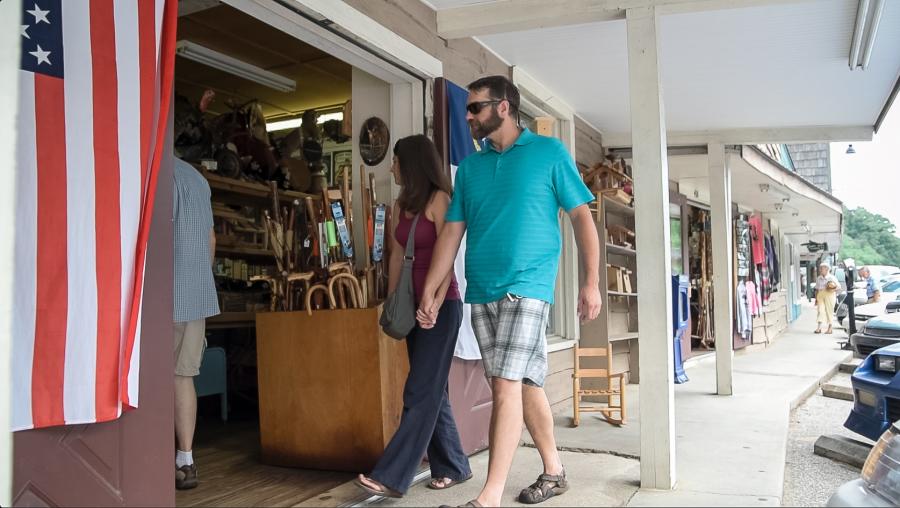 A couple walks into a local store in Chimney Rock, NC.