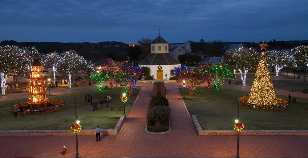 Marktplatz at Christmas in Fredericksburg near austin texas