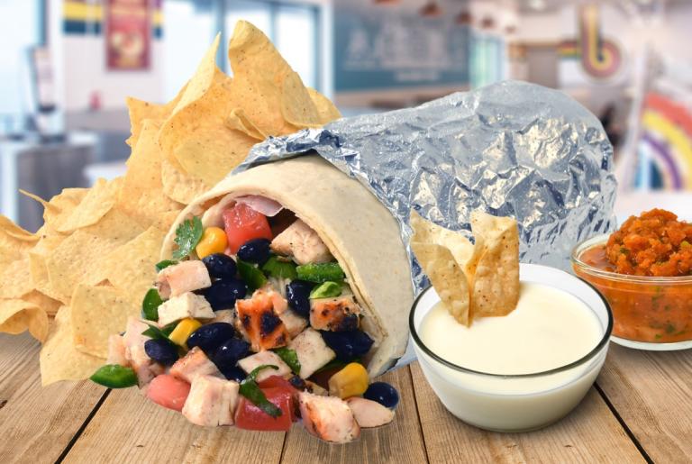 Barberitos burrito chips queso and salsa