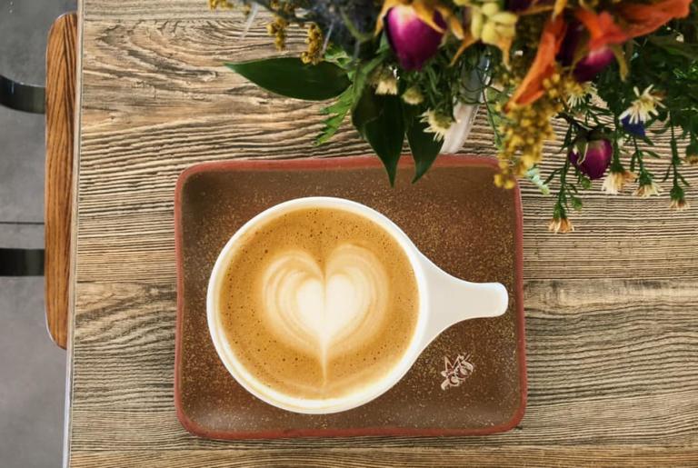 Molly's coffee co latte iwth florals