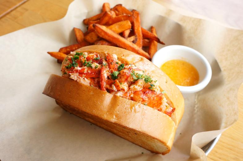 Lobster Roll with Sweet Potato Fries