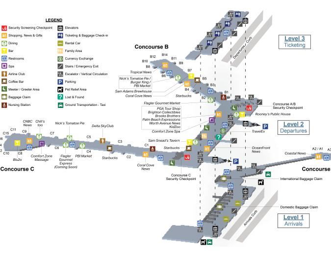 Terminal Maps Palm Beach International Airport Terminal Maps Palm Beach International Airport