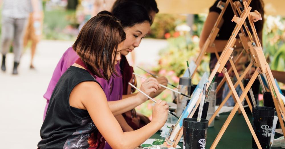 Family painting at Taste of the Arts