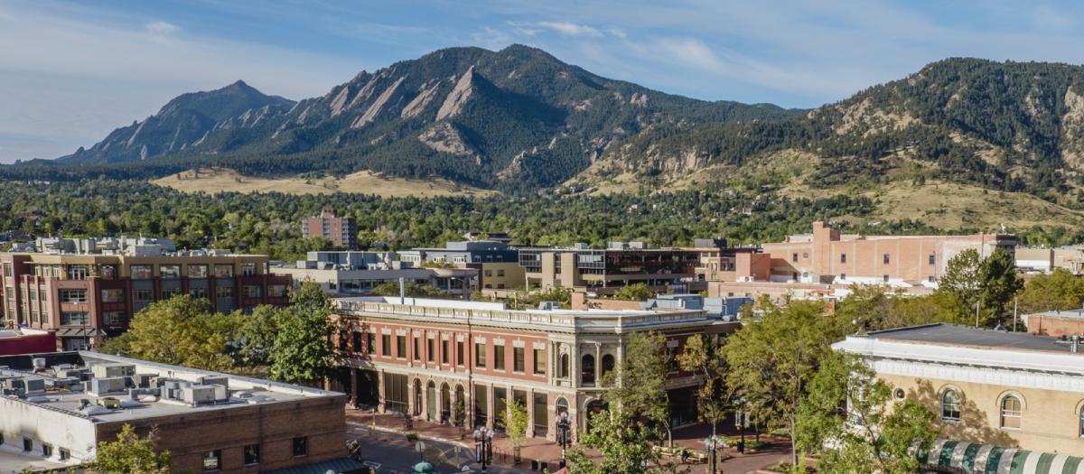 Copy of Downtown Boulder with Flatirons - from courthouse
