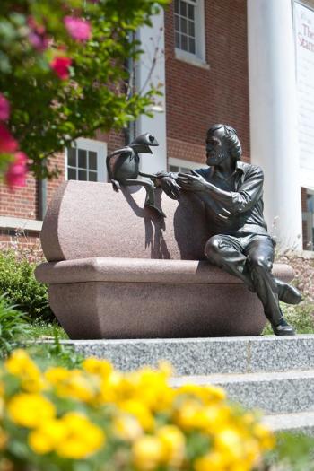 The University celebrates famed alumni Jim Henson with a statue honoring his creation, Kermit The Frog, on campus.