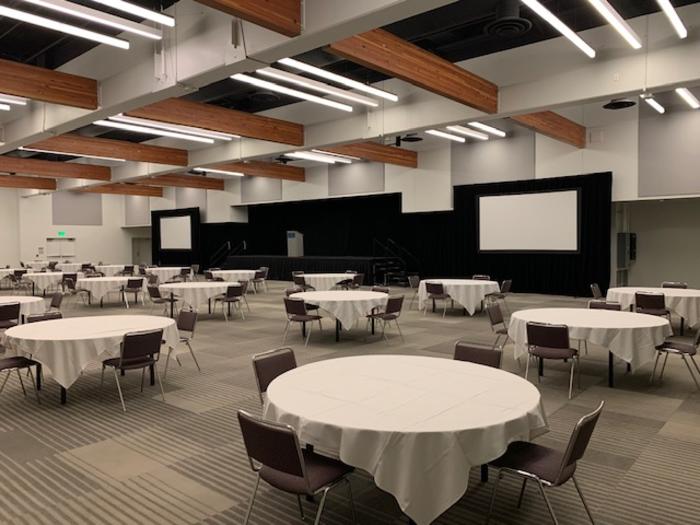 MCC Organizers have prepared a banquet hall layout that follows current COVID safety guidelines.