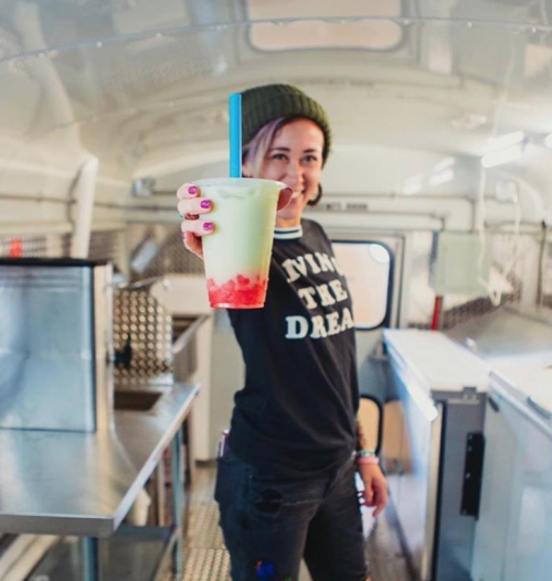 Billie Gold Bubble Tea owner Nicole Cornett poses for a picture in her boba food truck.