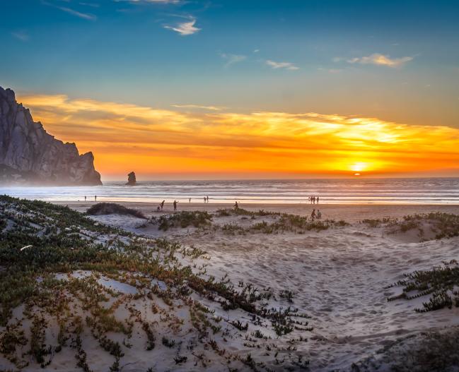 Morro Rock Beach at sunset