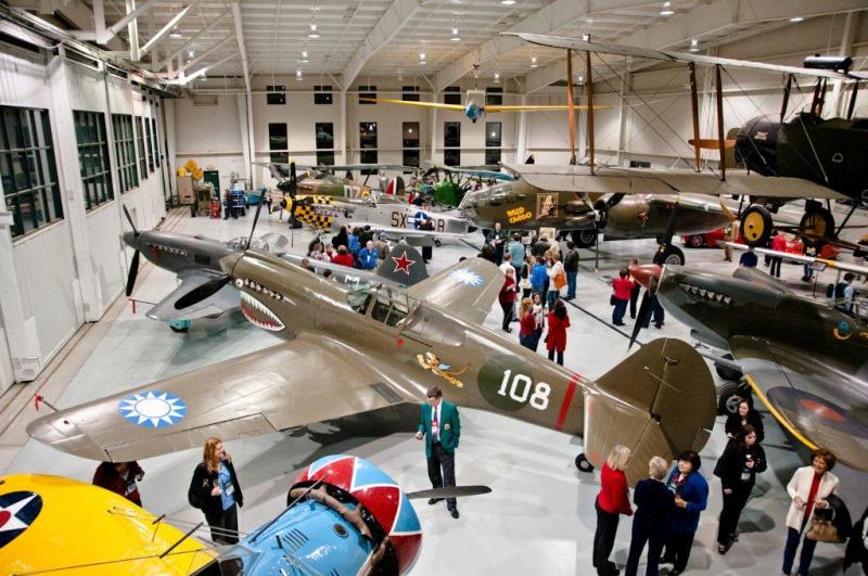 Crowds Looking At Planes In The Virginia Military Aviation Museum Army Hangar In Virginia Beach