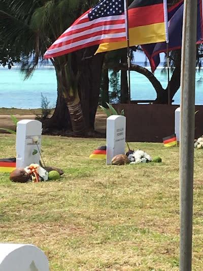 SMS Cormoran Event gravestones and flags