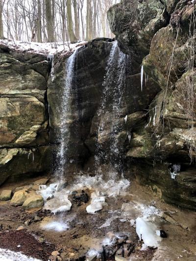 Waterfall and caves at Mohican State Park
