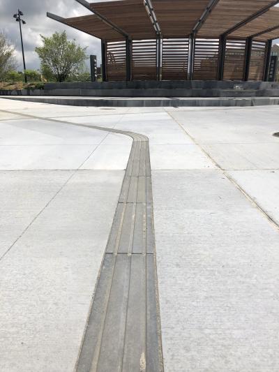 Tactile pavers at the new Promenade Park in Fort Wayne, Indiana - an accessible park for everyone.