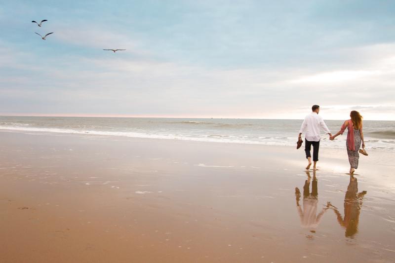 Couple Walking at the Virginia Beach Oceanfront