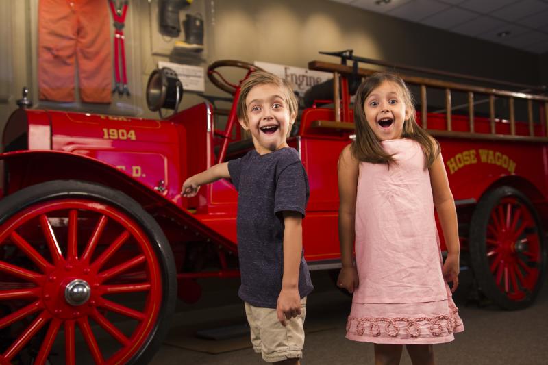 Bastrop Museum Kids with Antique Firetruck
