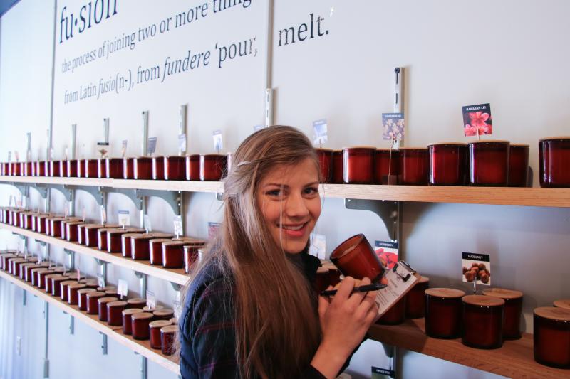 Rachel at Candle Fusion Smelling Candles