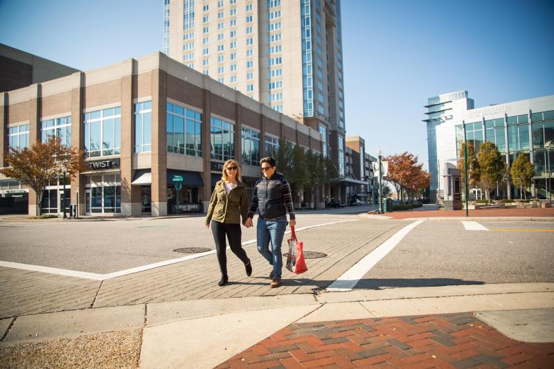 Two People Shopping in Virginia Beach Town Center