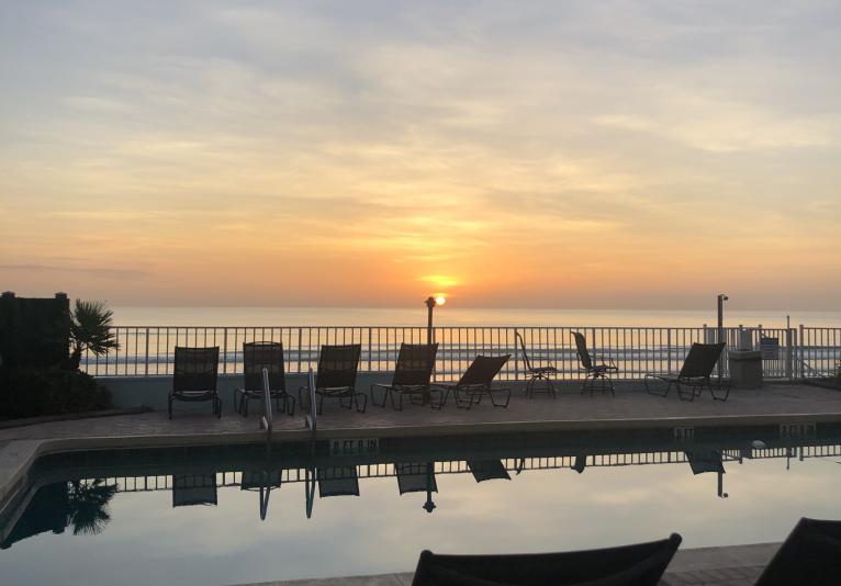 pool shot with sun