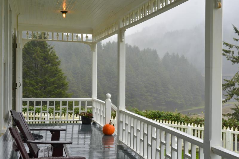 Heceta Lighthouse B&B porch in Autumn by Melanie Griffin Heceta Lighthouse B&B porch at Halloween by Melanie Griffin