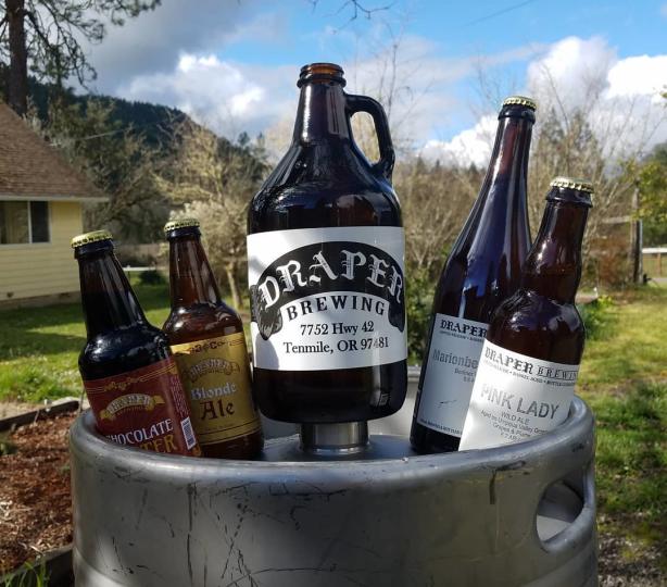 Bottles and growler of Draper beer