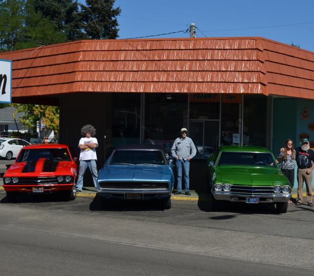 Drive-in with burgers and fries