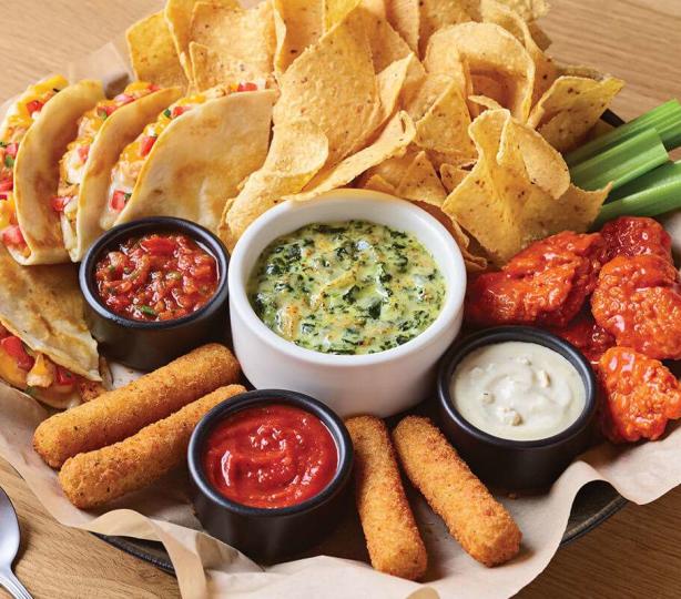 Applebees appetizers and sliders.