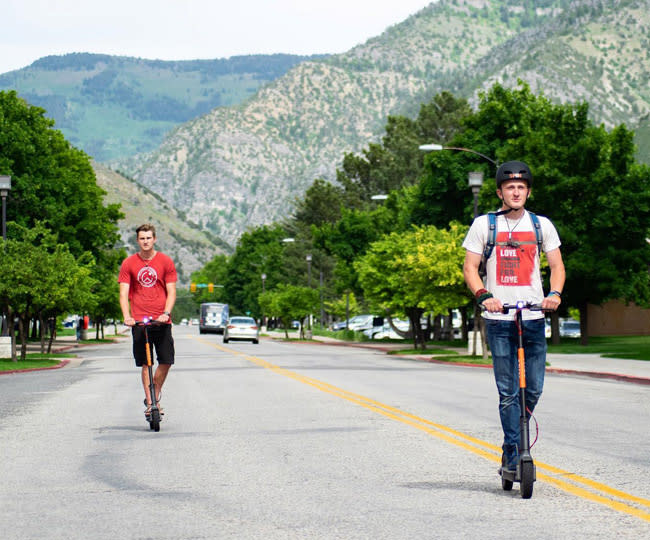 Scooters in Downtown Provo - Spin app