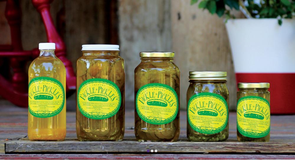 Jars of pickles from Fickle Pickles in New Braunfels and Boerne Texas