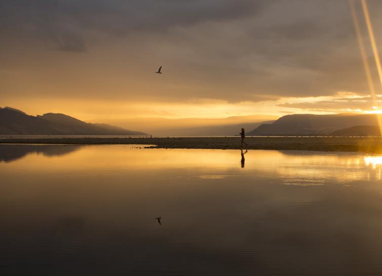 Mission Creek into Okanagan Lake Sunset