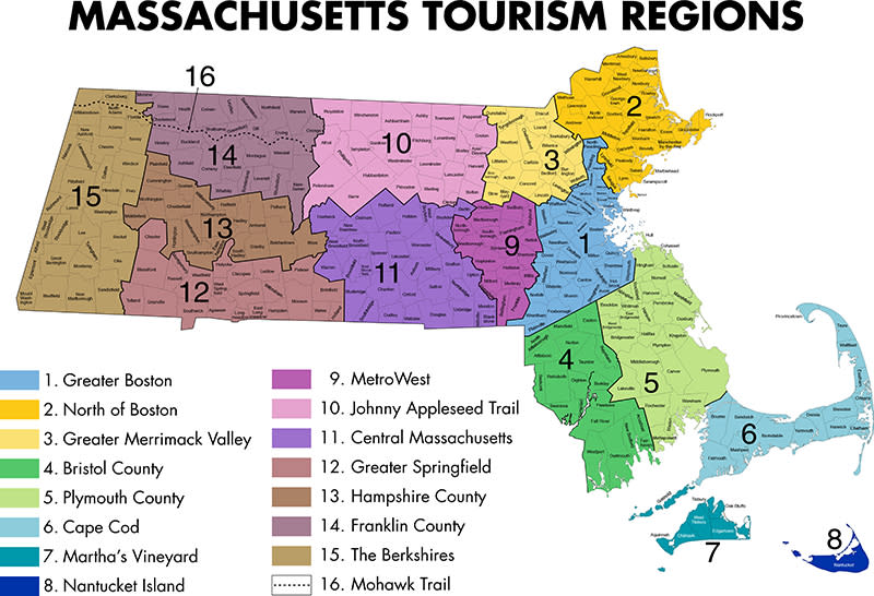 Massachusetts Tourism Regions map