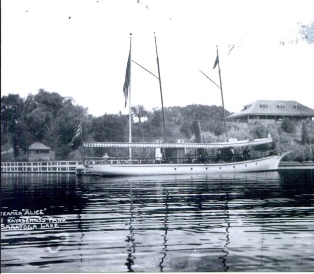 Historic photo of a boat on Saratoga Lake