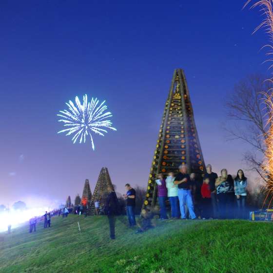 Christmas Eve Bonfires on the Levee