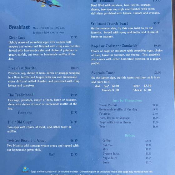 Blue Sky Menu