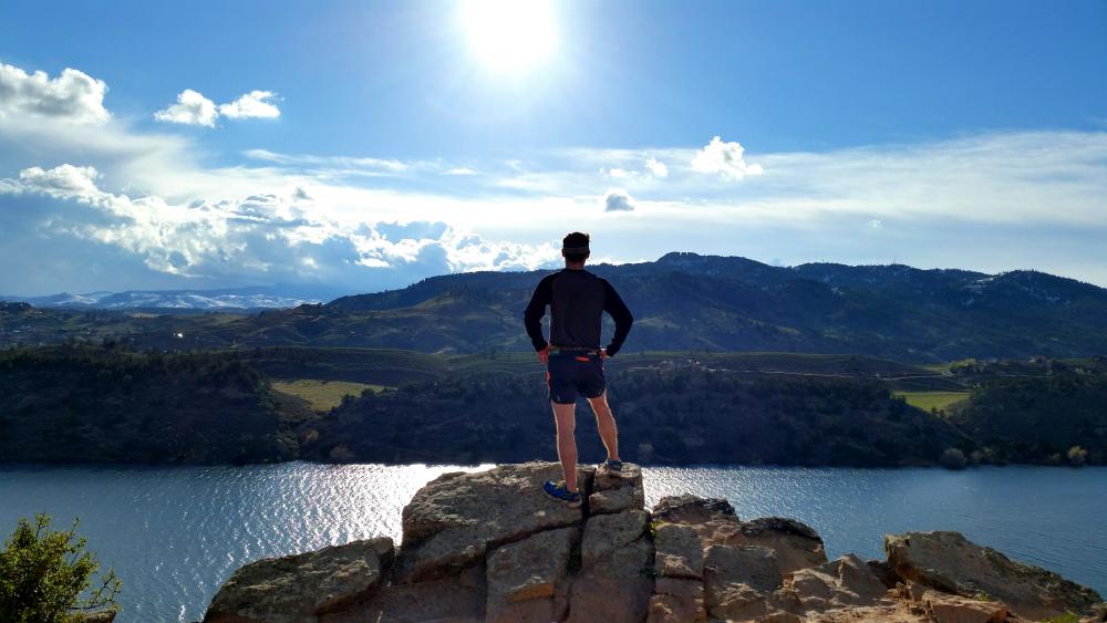 Man overlooking Horsetooth Reservior, Fort Collins