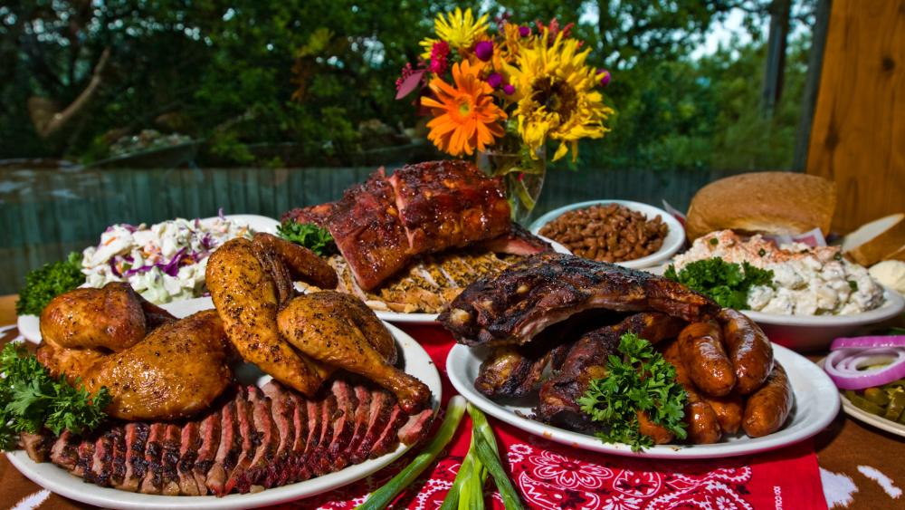 barbecue spread from The County Line BBQ in austin texas