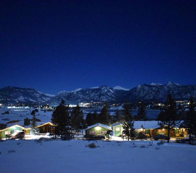 Estes Lake Lodge at night