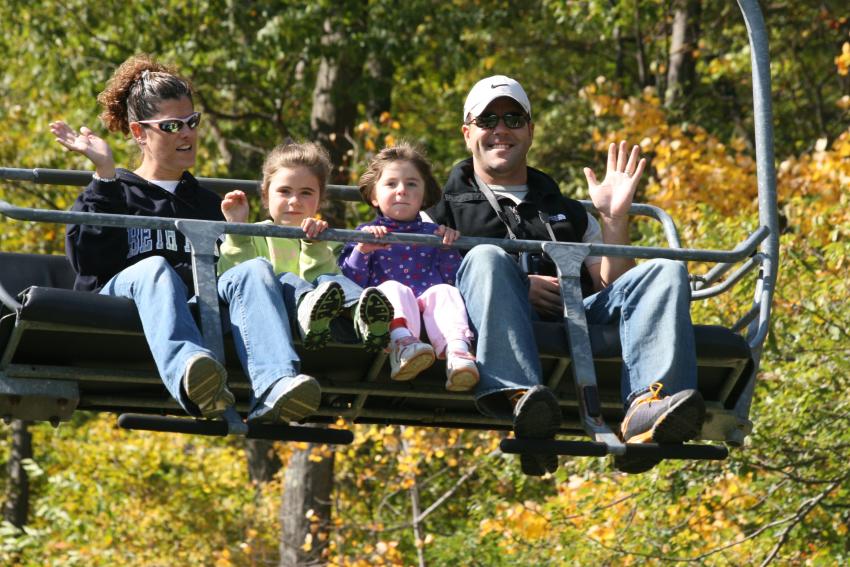 Family on Fall Sky Rides