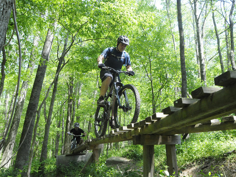 Mountain bike trail at Clayton Legend Park in Clayton NC.