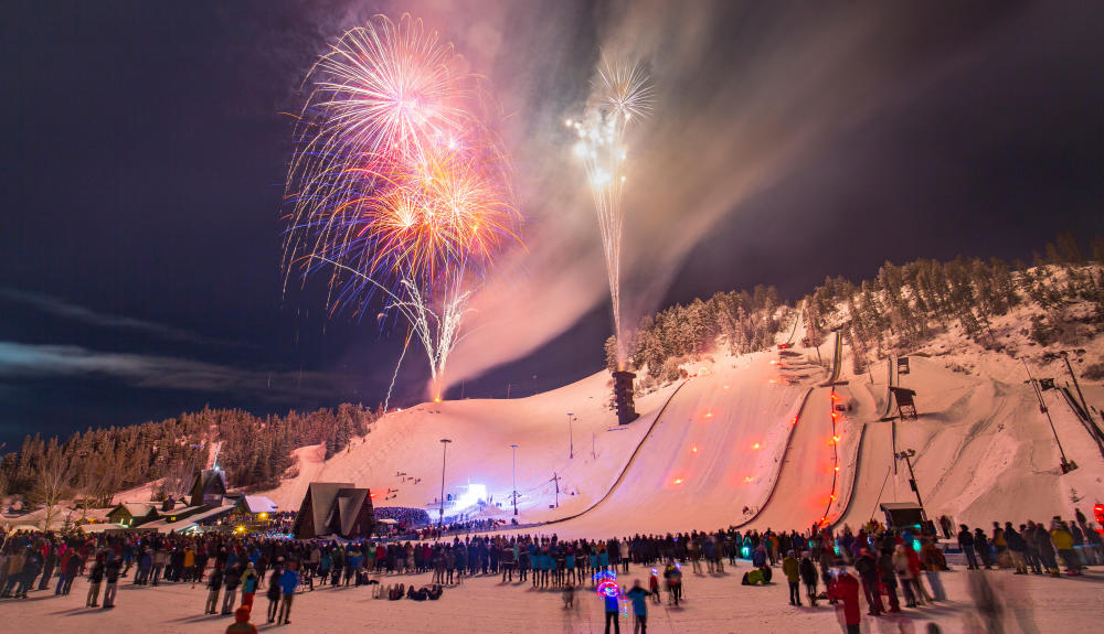 The fireworks display during the Night Extravaganza at Howelsen Hill over Winter Carnival