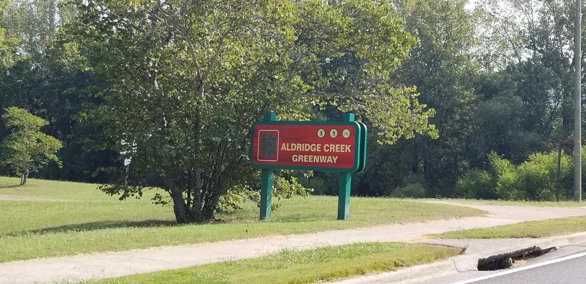 Aldridge Creek Greenway Sign in Huntsville, AL