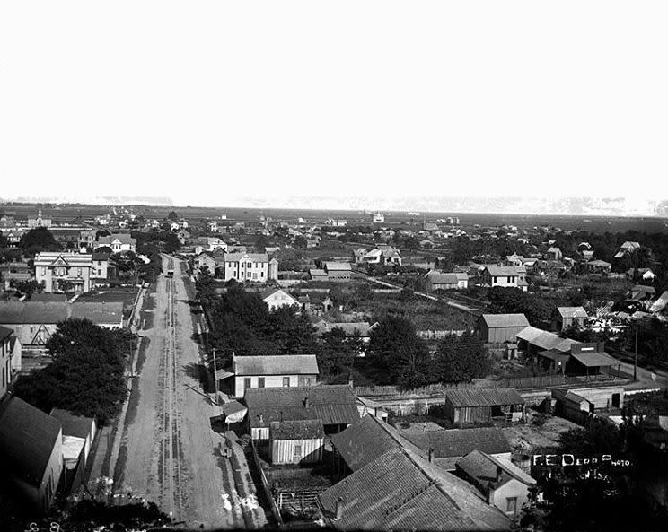 Image: Bird's-eye view of Lake Charles photographed by F. E. Derr circa 1895.  (Louisiana State Museum 09813.002.1)