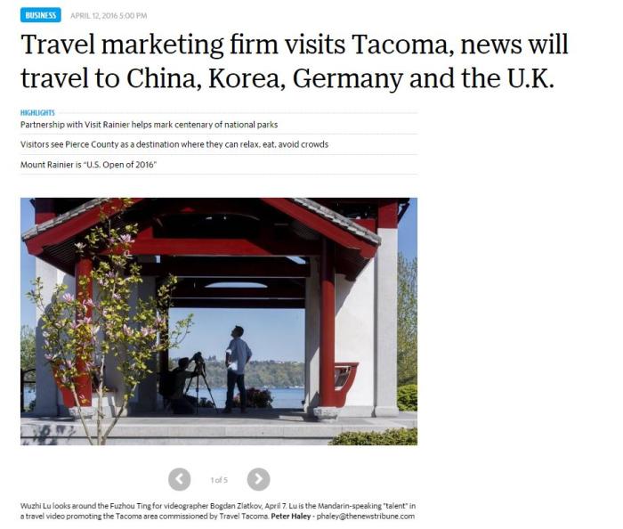 Tacoma News Tribune article about international marketing videos
