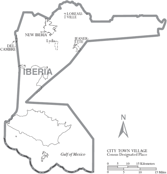 Map of Evangeline Parish, with municipal labels