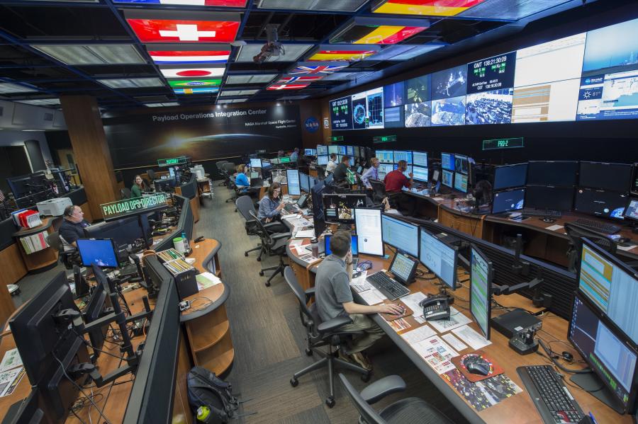 A picture of the Huntsville International Space Systems Payload Operation Integration Center offices.